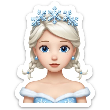 snow princess wearing snow chirsmas clothes looking at the front sticker