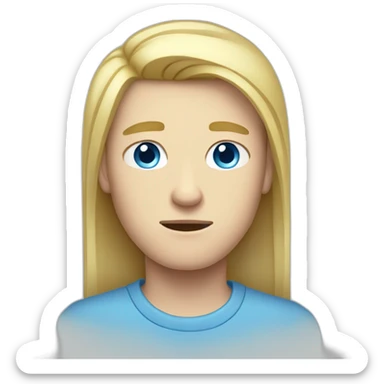 blue-eyed male frowning teenager long straight blond hair sticker