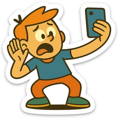 Make the boy's expression funny and exaggerated, keep the vibrant toon style, no background. sticker