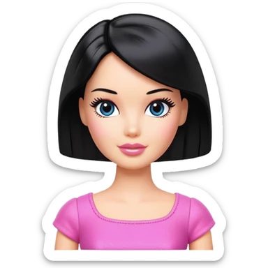 barbie doll black hair sticker