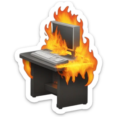 flaming workstation sticker