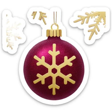 Burgundy glitter chirstmas ornament with gold snowflake sticker