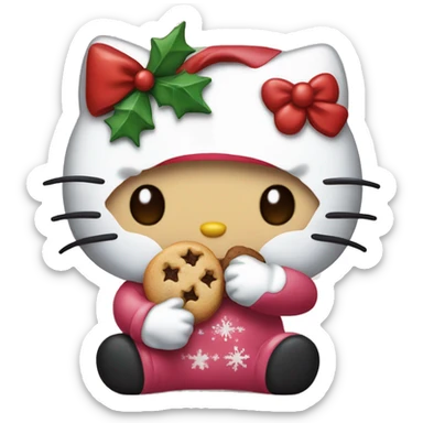 Hello kitty eating a Christmas cookie sticker
