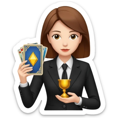woman get suit and has tarot card sticker