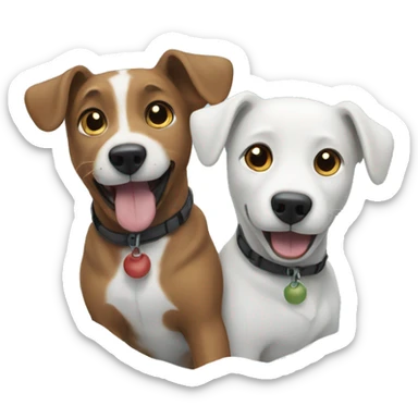 Two dogs playing in snow  sticker
