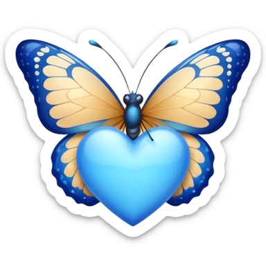 cute butterfly holding or surrounded by a blue heart sticker
