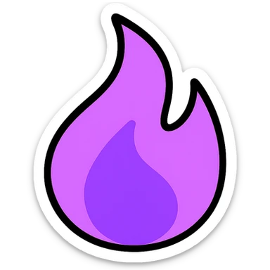 smooth purple gradient flame, minimal, icon-like sticker