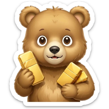 Cute bear with a gold bar sticker