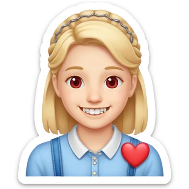 smile with braces and hearts sticker