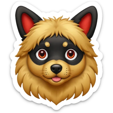 big red eyed black golden dog sticker