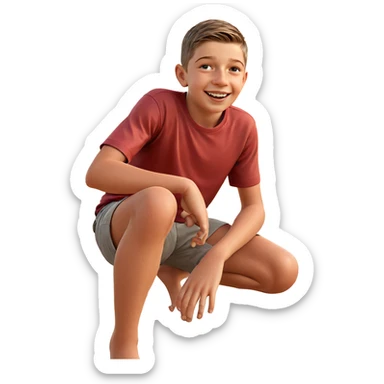 smiling boy at sunset beach sticker