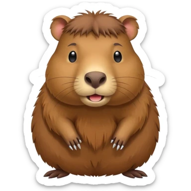 emoji of capibara chews white paper, full height sticker
