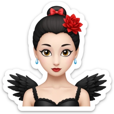 Make black swan ballerina ( with heathers on her ears ) emojis only the head sticker