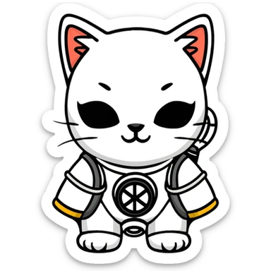 Cat wearing a gas mask sticker