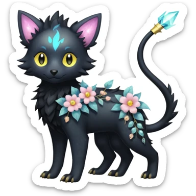 Multicolored sparkly pastel dark iridescent light pale gloomy spooky cute adorable pretty cool elegant realistic floral exotic Trico-Bolthund-Electrike-Luxray-hybrid, full body sticker