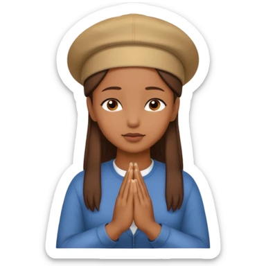 A BROWN MOTIVATIONAL woman WITH A CAP ON WITH PRAYING HANDS sticker
