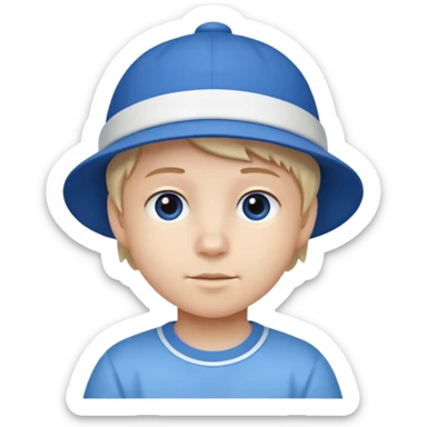 kid with blue and white hat sticker