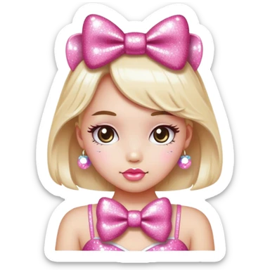 Glitter bow hello kitty sticker