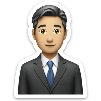 "An Asian man in a suit, looking handsome." sticker