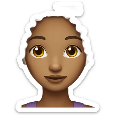 Pretty afro latina girl with long curly dark brown hair and light brown skin sticker