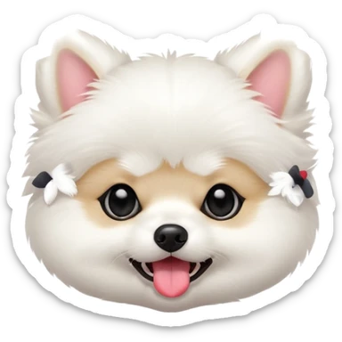 White Pomeranian black eyes cute puppy face tongue out sticker