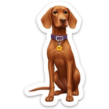 vizsla with dog collar, full body sticker