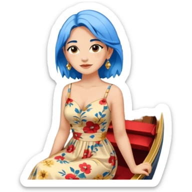 venice gondolier woman fat earring wearing blue hair sticker