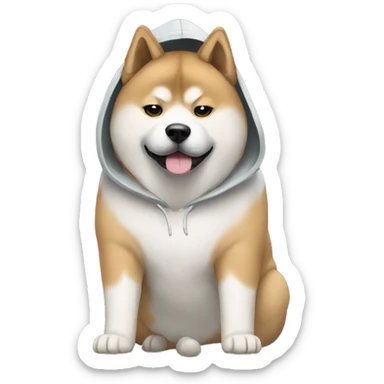 Akita wearing a hoodie sticker