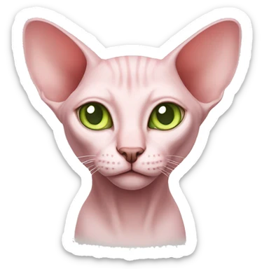 pink sphinx cat with light green eyes sticker