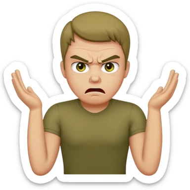 Create a picture of an angry person with there arms in a confused pose and saying Declan I didn’t ask for your opinion 🤷‍♀️ sticker