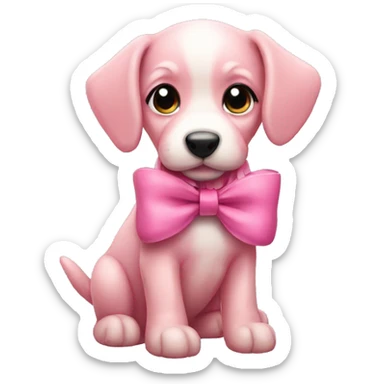 Pink puppy with bow sticker