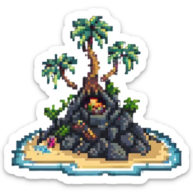 deserted island with treasure sticker
