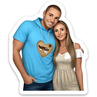 couple smiling in casual wear sticker