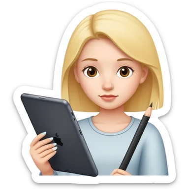 Girl with ipad and pencil sticker