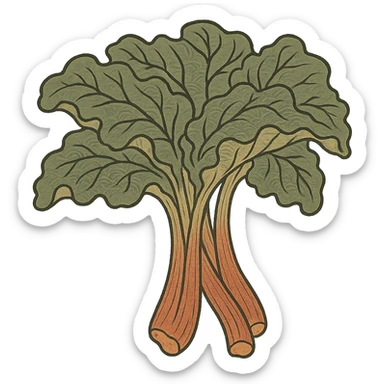 ukiyo-e style rhubarb, traditional Japanese illustration sticker