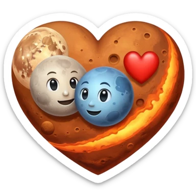 moon and mars heart sticker