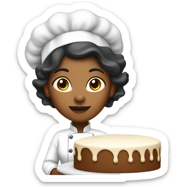 Lightskinned Black woman chef baking cake sticker
