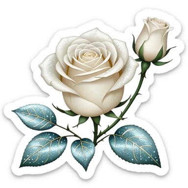 Glitter White Roses sticker