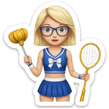  Sexy Dominatrix blonde hair and glasses full body with whip in a cheerleaders outfit  sticker