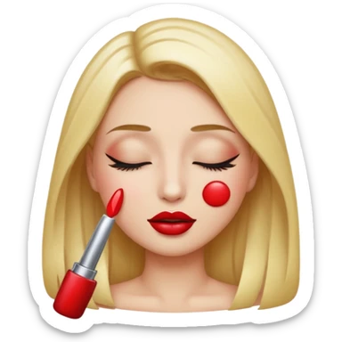 A emoji with red lipgloss and closed eyes with eye makeup and nail extentions sticker