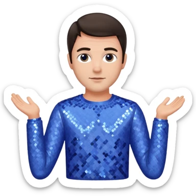 Jeff East, Actor with dark brown hair, periwinkle sequin outfit sticker