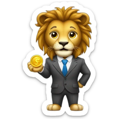 Cute Lion businessman trading forex sticker