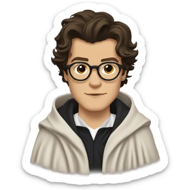 harry styles with a harry potter scar and glasses and wizards robes sticker