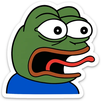 surprised Пэпэ meme with wide eyes and open mouth sticker