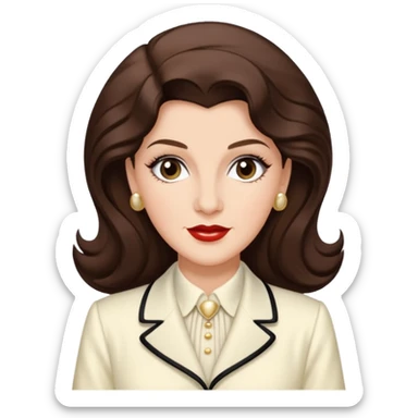 Maxene Andrews from the Andrews Sisters with long dark brown hair, ivory outfit sticker