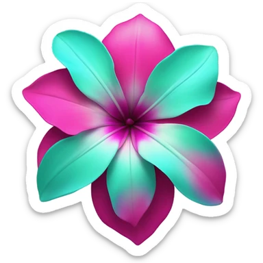 Realistic magenta,hot pink,tiffany blue and mint green gradient tropical flower isolated.  sticker