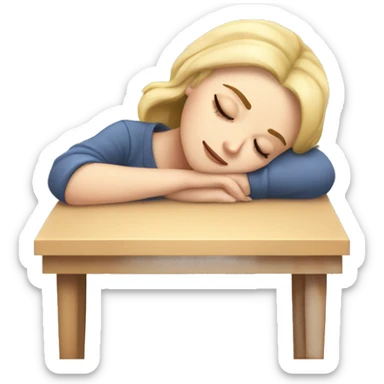 A sleepy white girl fell asleep at the table sticker