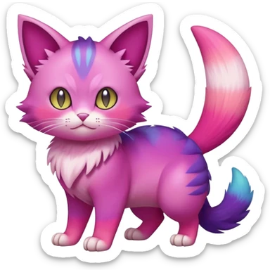 Elemental Exotic Colorful Fantasy Purrloin-Skitty-Pokémon-Fakémon-hybrid-creature (full body) sticker