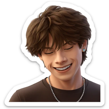 smiling boy with jewelry sticker