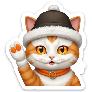 Cat with a hat flipping off sticker
